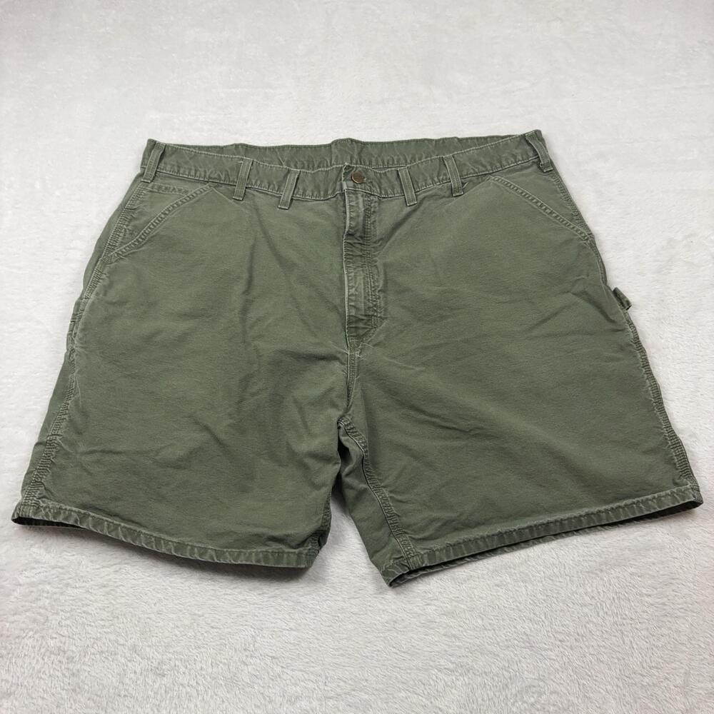 Carhartt Cargo Shorts Men 44 Green Cotton Canvas Relaxed Fit Pockets
